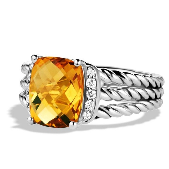 David Yurman Jewelry - David Yurman Citrine Diamond Petite Wheaton Ring 5.5